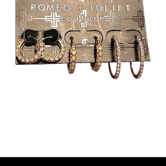 Romeo & Juliet Couture Gold and Silver Hoop Earrings Trio - Picture 2 of 3